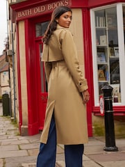 Love & Roses Camel Classic Belted Trench Coat - Image 3 of 4
