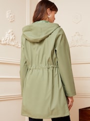 Love & Roses Khaki Green Hooded Shower Resistant Long Line Coat - Image 3 of 4
