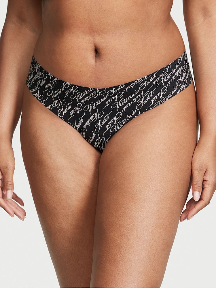 Victoria's Secret Black Victoria Script Print Knickers - Image 1 of 3