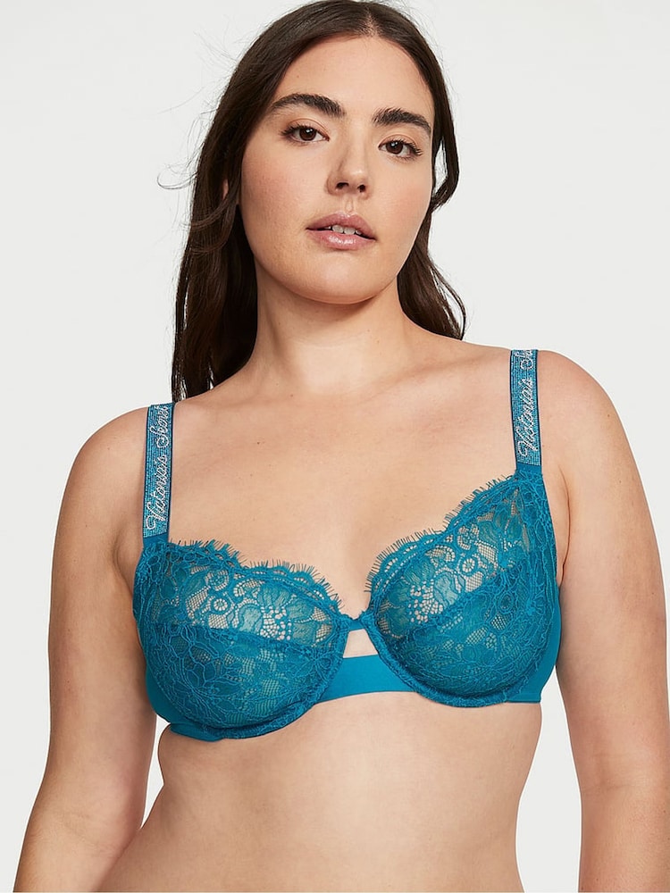 Victoria's Secret Evening Tide Blue Lace The Fabulous Full Cup Bra - Image 1 of 4 Victoria's Secret Evening Tide Blue Lace The Fabulous Full Cup Bra - Image 1 of 4
