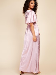 Little Mistress Pink Spot Button Detail Maxi Dress - Image 4 of 4