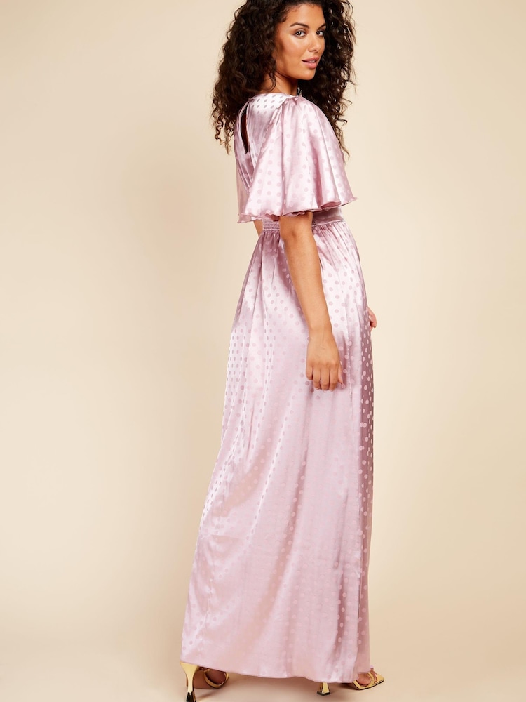 Little Mistress Pink Spot Button Detail Maxi Dress - Image 4 of 4