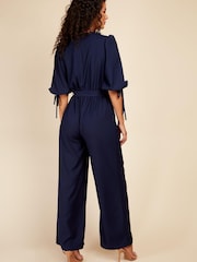 Little Mistress Navy Blue Button Detail Jumpsuit - Image 4 of 4