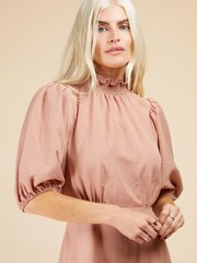 Little Mistress Pink Coral Rose Gingham Tiered Midi Dress - Image 3 of 4
