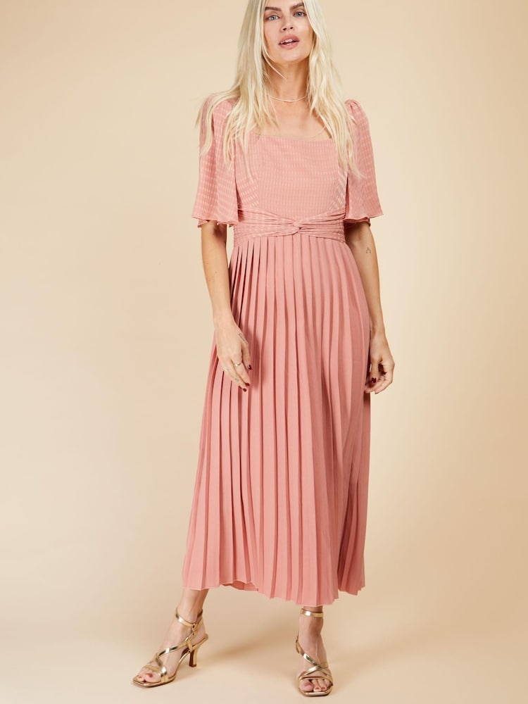 Pink - Little Mistress Kariertes Kleid mit plissiertem Saum, Koralle/Rosa - Bild 1 von 4