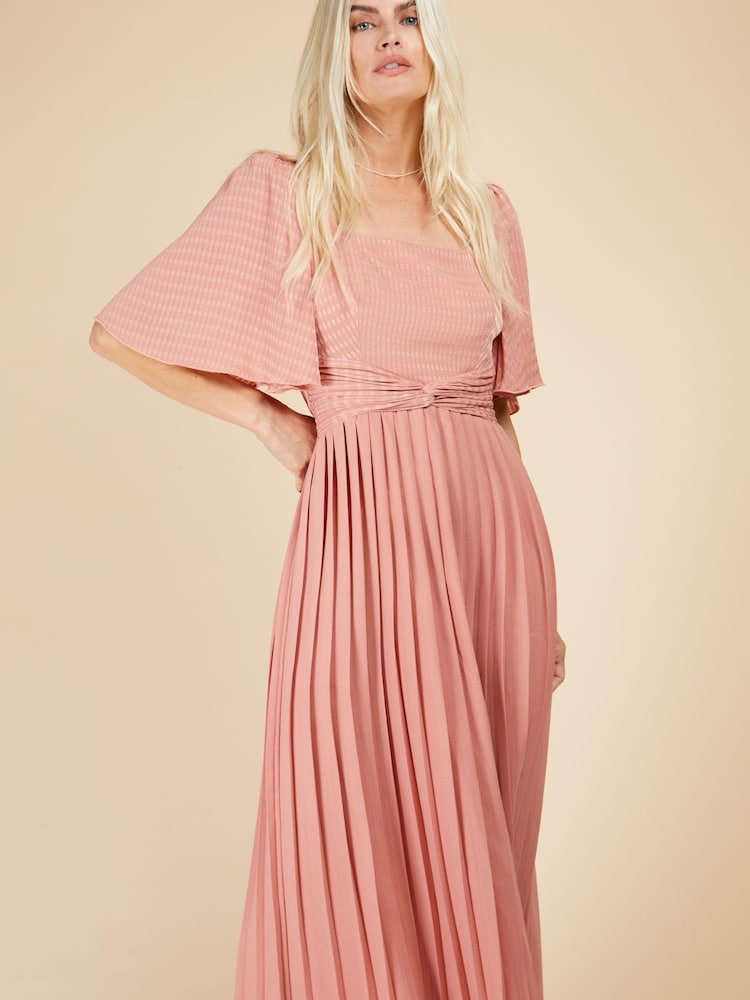 Pink - Little Mistress Kariertes Kleid mit plissiertem Saum, Koralle/Rosa - Bild 2 von 4