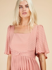 Pink - Little Mistress Kariertes Kleid mit plissiertem Saum, Koralle/Rosa - Bild 3 von 4
