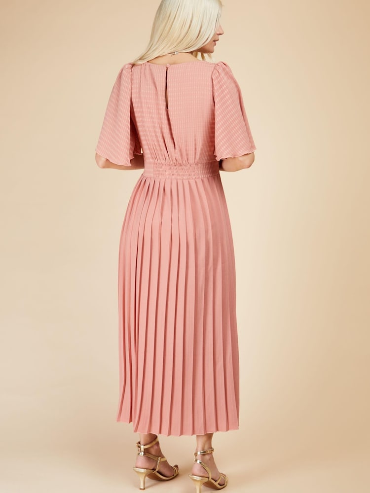 Pink - Little Mistress Kariertes Kleid mit plissiertem Saum, Koralle/Rosa - Bild 4 von 4
