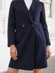 Friends Like These Navy Blue Petite Tailored Double Breasted Coat - Image 2 of 4