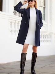 Friends Like These Navy Blue Petite Tailored Double Breasted Coat - Image 3 of 4