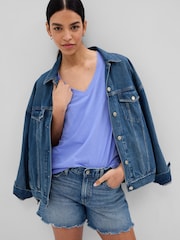 Gap Blue Organic Cotton Vintage Short Sleeve V-Neck T-Shirt - Image 3 of 5