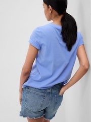 Gap Blue Organic Cotton Vintage Short Sleeve V-Neck T-Shirt - Image 5 of 5