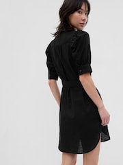 Gap Black Puff Mid Sleeve LinenCotton Shirtdress - Image 2 of 4