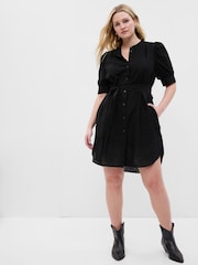 Gap Black Puff Mid Sleeve LinenCotton Shirtdress - Image 3 of 4