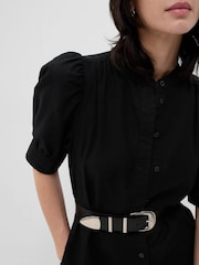 Gap Black Puff Mid Sleeve LinenCotton Shirtdress - Image 4 of 4