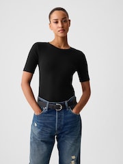 Gap Black Short Sleeve Modern Cotton-Modal Crew Neck T-Shirt - Image 1 of 4