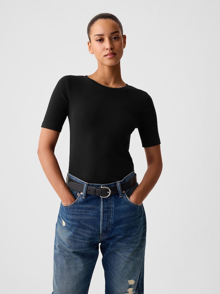 Gap Black Short Sleeve Modern Cotton-Modal Crew Neck T-Shirt - Image 1 of 4