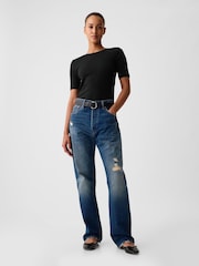 Gap Black Short Sleeve Modern Cotton-Modal Crew Neck T-Shirt - Image 3 of 4