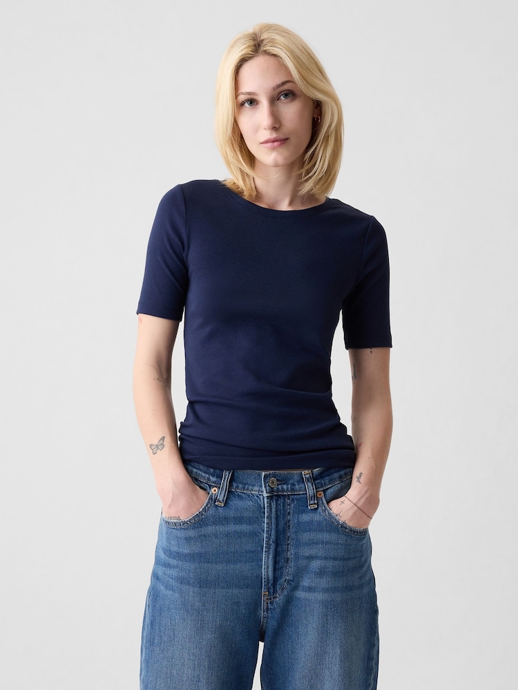 Gap Blue Short Sleeve Modern Cotton-Modal Crew Neck T-Shirt - Image 1 of 4
