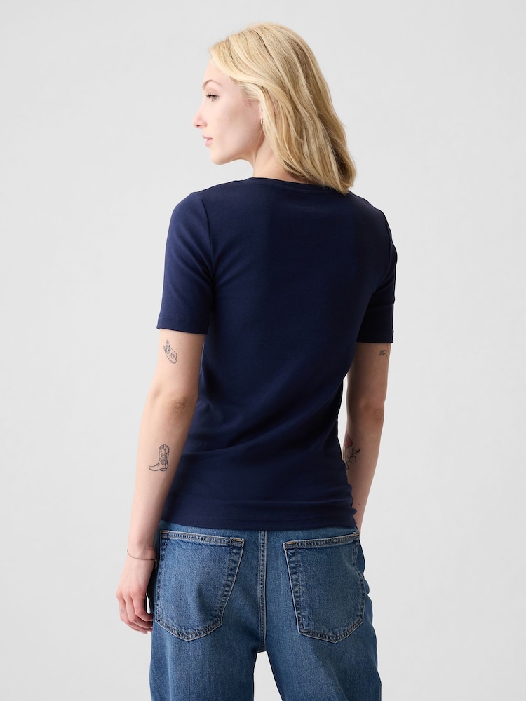 Gap Blue Short Sleeve Modern Cotton-Modal Crew Neck T-Shirt - Image 2 of 4