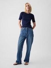 Gap Blue Short Sleeve Modern Cotton-Modal Crew Neck T-Shirt - Image 3 of 4