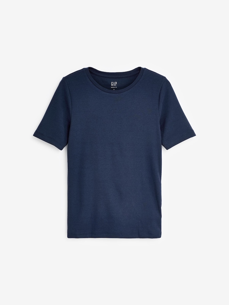 Gap Blue Short Sleeve Modern Cotton-Modal Crew Neck T-Shirt - Image 3 of 3 Gap Blue Short Sleeve Modern Cotton-Modal Crew Neck T-Shirt - Image 3 of 3
