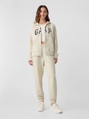 Gap Beige Logo Fleece-Lined Zip Up Hoodie - Image 3 of 6