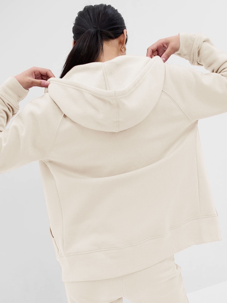 Gap Beige Logo Fleece-Lined Zip Up Hoodie - Image 4 of 6