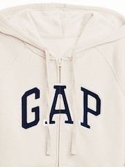 Gap Beige Logo Fleece-Lined Zip Up Hoodie - Image 6 of 6