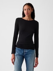 Schwarz - Gap Modernes T-Shirt aus Baumwolle und Modal mit Rundhalsausschnitt - Bild 1 von 4