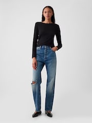 Schwarz - Gap Modernes T-Shirt aus Baumwolle und Modal mit Rundhalsausschnitt - Bild 3 von 4