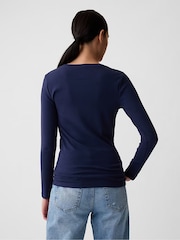 Gap Blue Long Sleeve Modern Cotton-Modal Crew Neck T-Shirt - Image 2 of 5