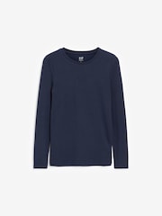 Gap Blue Long Sleeve Modern Cotton-Modal Crew Neck T-Shirt - Image 4 of 5