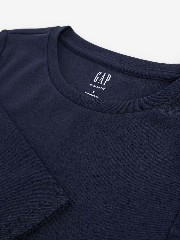Gap Blue Long Sleeve Modern Cotton-Modal Crew Neck T-Shirt - Image 5 of 5