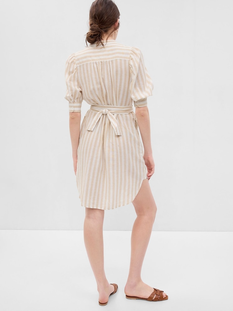 Gap Beige Puff Mid Sleeve LinenCotton Shirtdress - Image 2 of 2