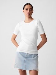 Gap White Short Sleeve Modern Cotton-Modal Crew Neck T-Shirt - Image 1 of 6