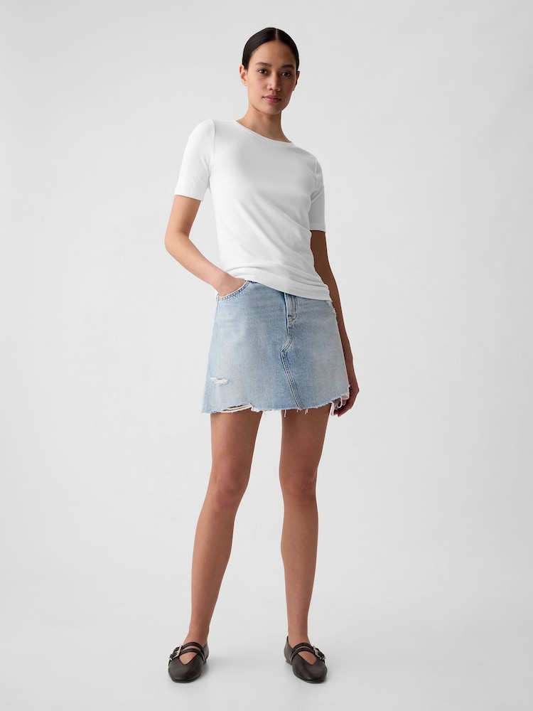 Gap White Short Sleeve Modern Cotton-Modal Crew Neck T-Shirt - Image 3 of 6