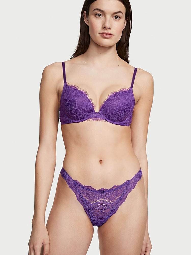 Victoria's Secret Violetta Purple Lace Thong Knickers - Image 1 of 3