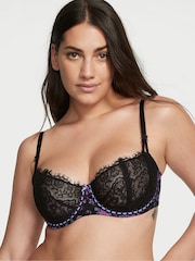 Victoria's Secret Black Floral Ribbon Slot Lace Unlined Balcony Bra - Image 1 of 4