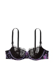 Victoria's Secret Black Floral Ribbon Slot Lace Unlined Balcony Bra - Image 3 of 4