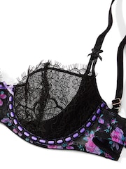 Victoria's Secret Black Floral Ribbon Slot Lace Unlined Balcony Bra - Image 4 of 4
