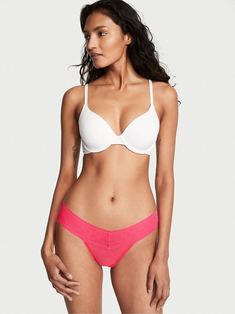 Victoria's Secret Hottie Pink Arc Lace Thong Knickers - Image 1 of 3