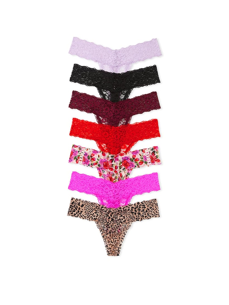 Victoria's Secret Purple/Black/Red/Pink/Leopard Thong 7 Pack Knickers - Image 1 of 4