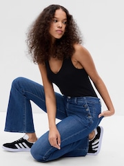 Gap Dark Wash Blue 70s Flare High Waisted Stretch Jeans - Image 3 of 5