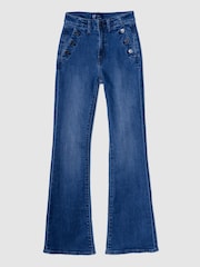 Gap Dark Wash Blue 70s Flare High Waisted Stretch Jeans - Image 4 of 5