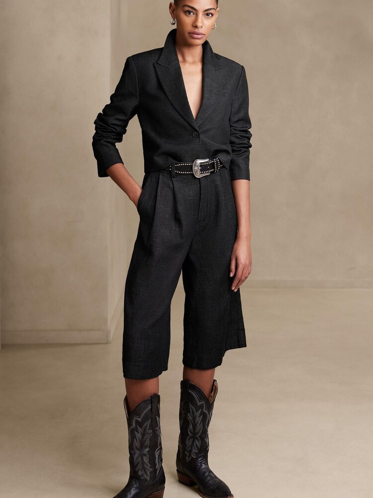 Banana Republic Black Loretta WoolLinen Culotte Cropped Trousers - Image 1 of 4
