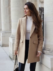 Friends Like These Camel Boucle Tailored Single Button Coat - Image 1 of 4
