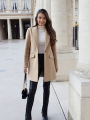 Friends Like These Camel Boucle Tailored Single Button Coat - Image 3 of 4