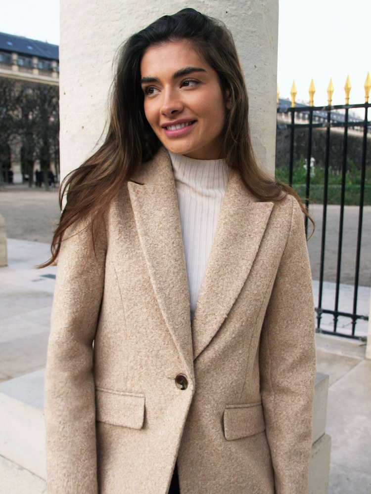 Friends Like These Camel Boucle Tailored Single Button Coat - Image 4 of 4