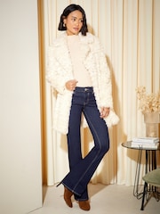Friends Like These Cream Faux Fur Long City Coat - Image 3 of 4